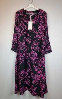 Sukienka fioletowo czarna dłuższa z długim rękawem nowa rozmiar 38 M