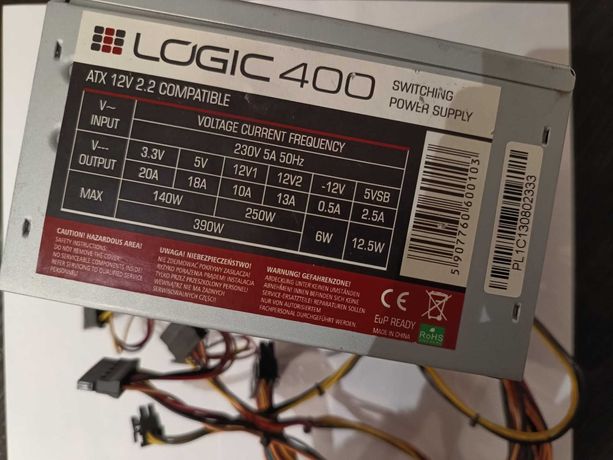 Zasilacz 390w, LOGIC 400 (Nie modularny)