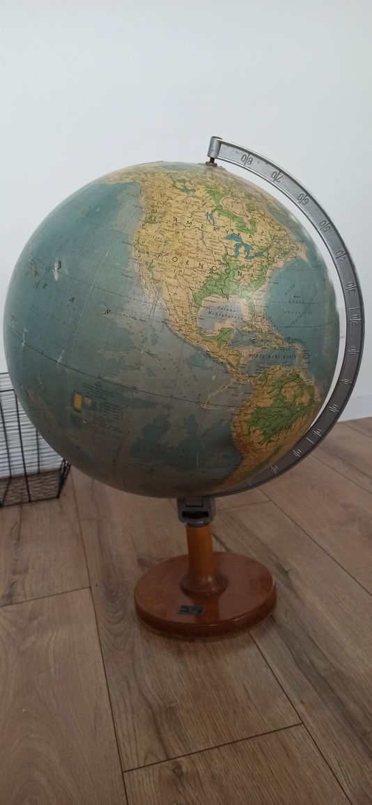 Globus duży szkolny, średnica 42cm, zabytek Prl 1972rok