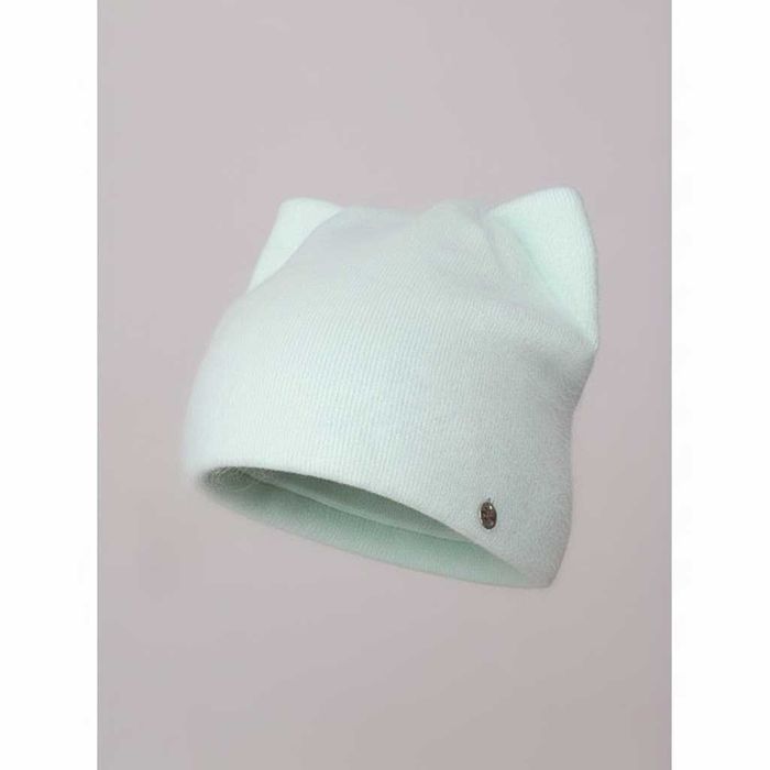 Жіноча ангорова шапка-біні з вушками | Доставка по Україні