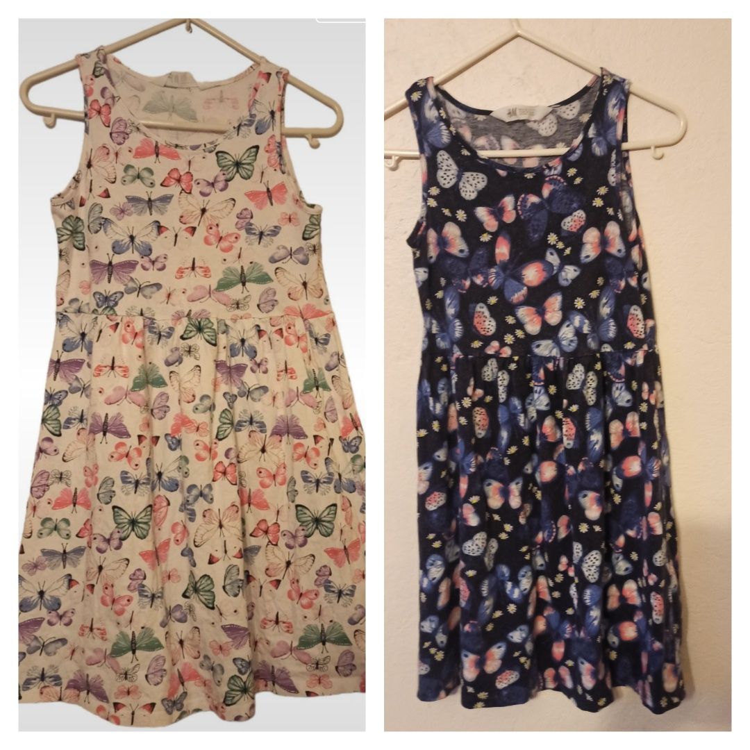 2x sukienka letnia bawełniana w motyle H&M 134/140