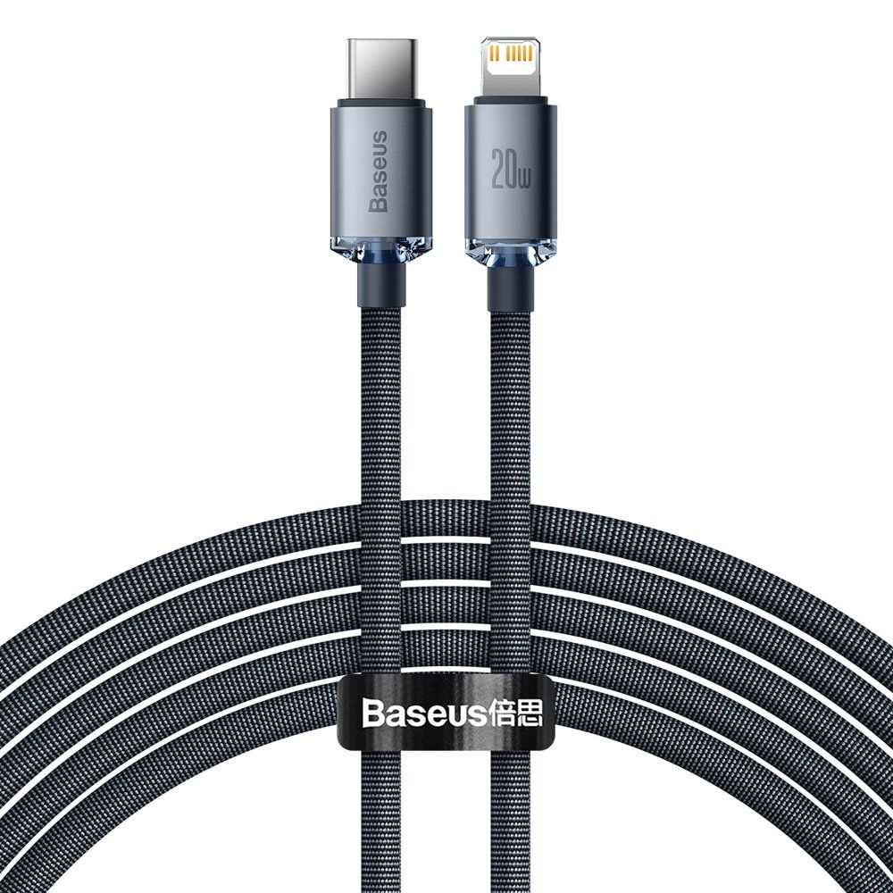 Kabel Baseus Crystal Shine USB-C iPhone Lightning 20W 2m czarny