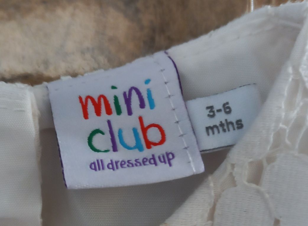 Biała różowa sukienka 62 68 74 koronka kokarda tiul Mini Club chrzest