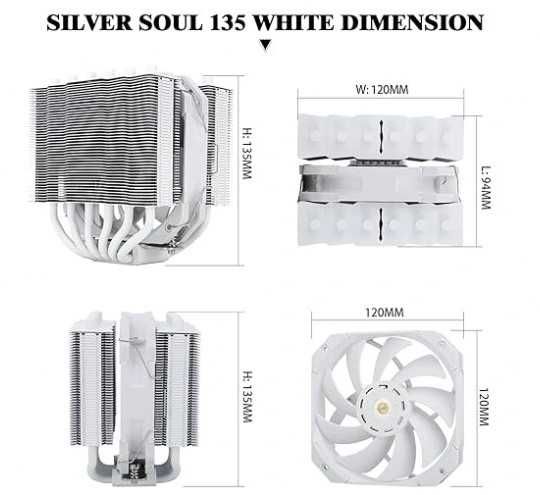 Chłodzenie procesora aktywne Thermalright Silver Soul 135, D12PRO-W