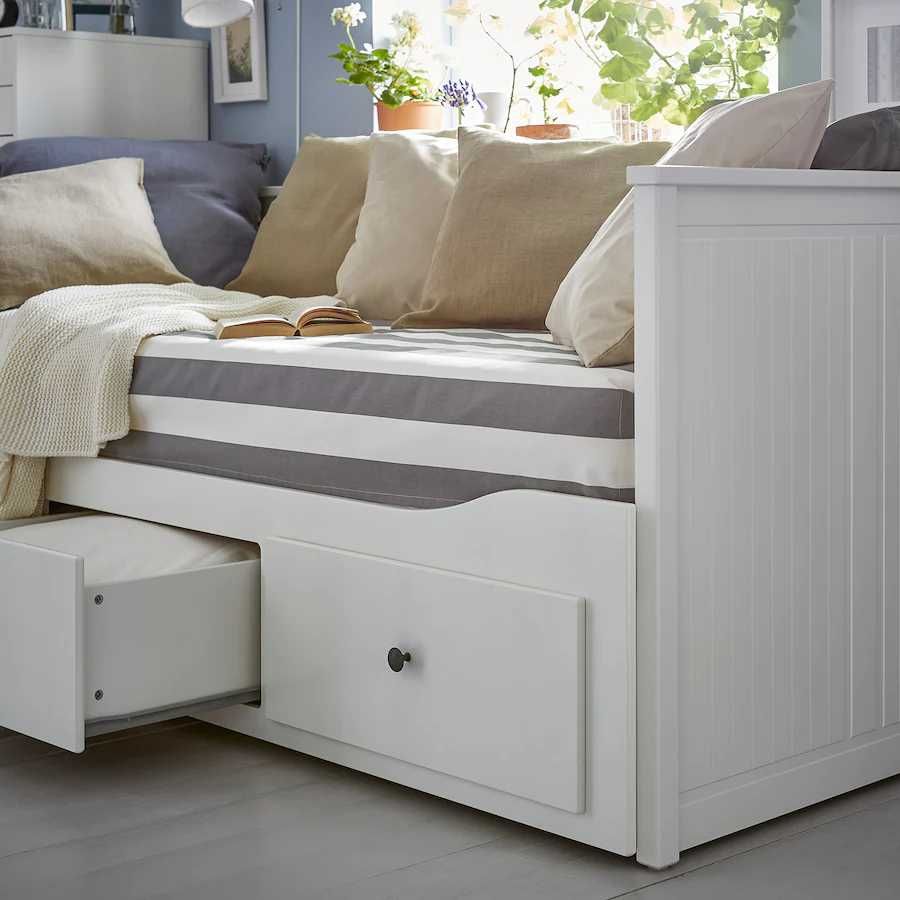 Łóżko Hemnes Ikea Rama leżanki z 3 szufladami, biały 80x200