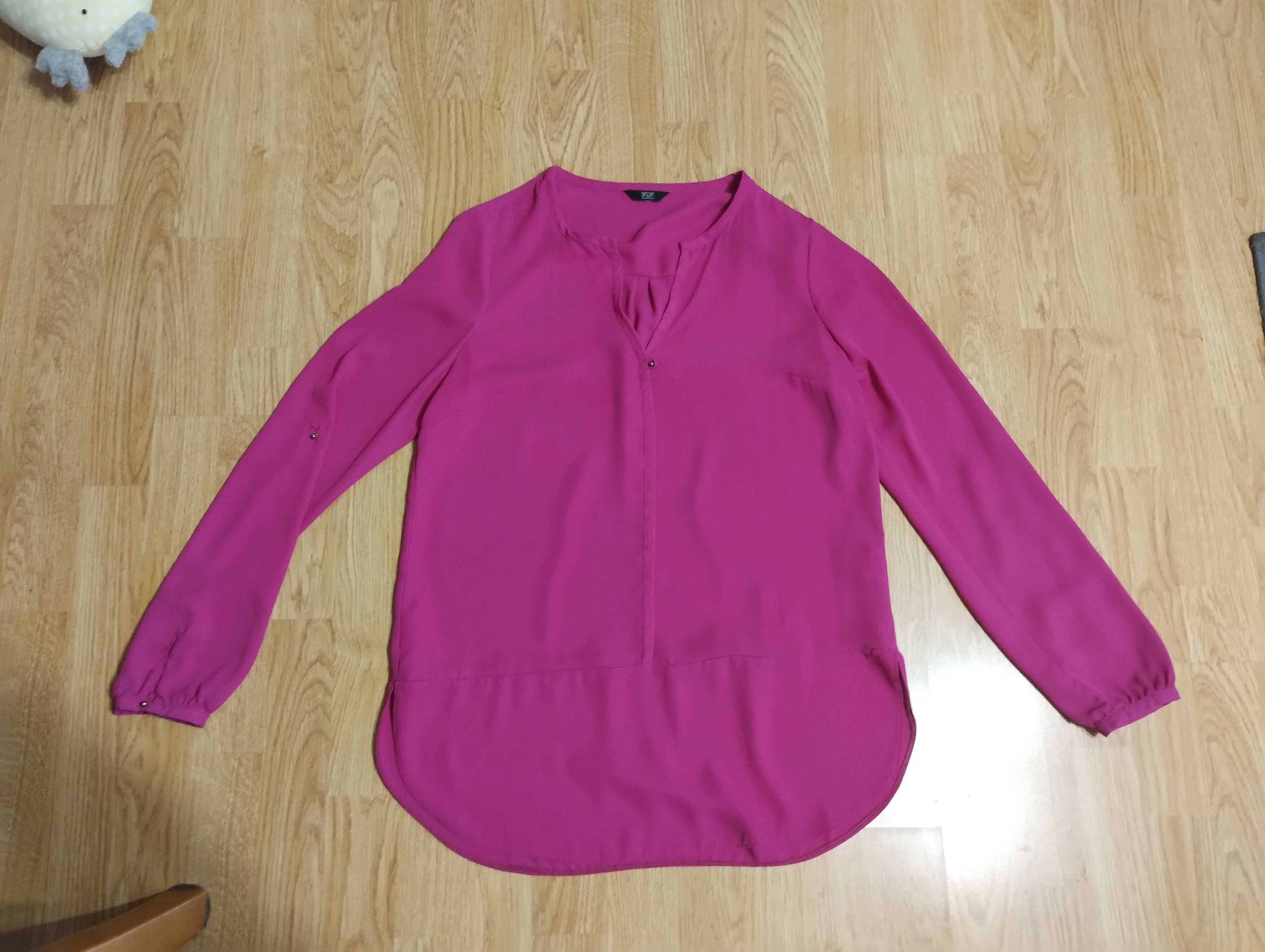 Koszula damska elegancka bluzka kolor amarant soczysty róż L lub 40