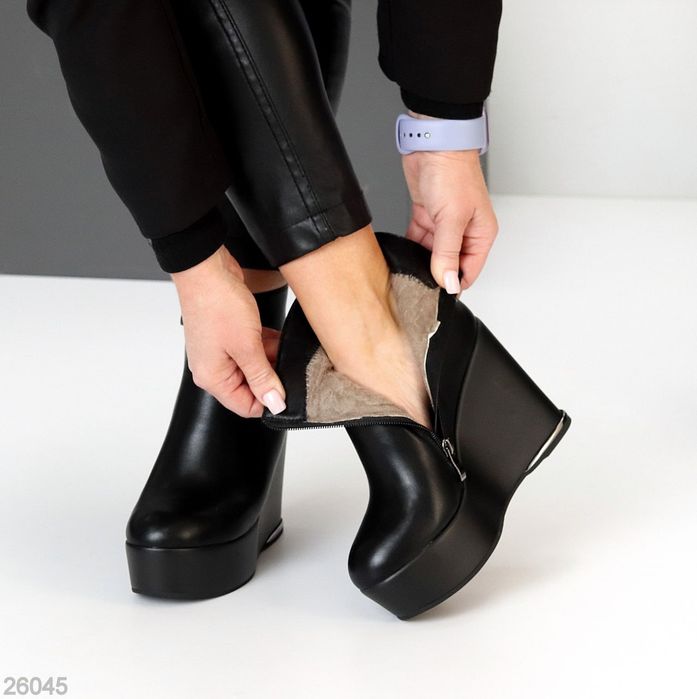 Жіночі шкіряні зимові черевики