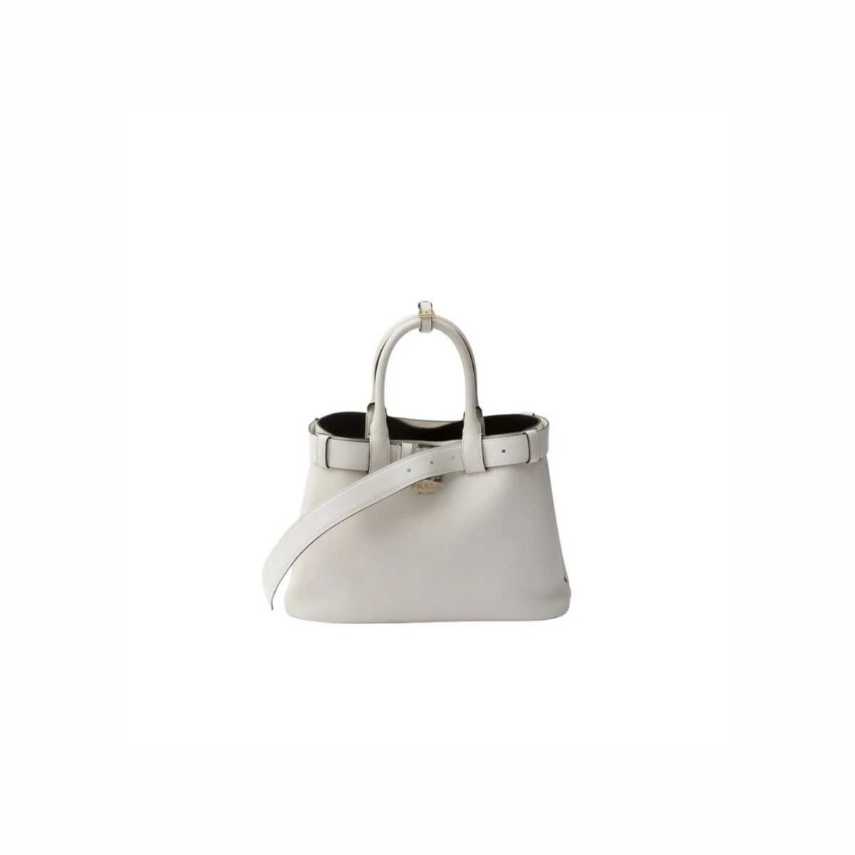 Сумка Prada Buckle Small Leather Handbag with Belt White