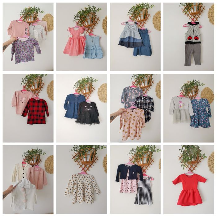 Ubranka dla dziewczynki komplet body, sukienka kurtka  74 80 86