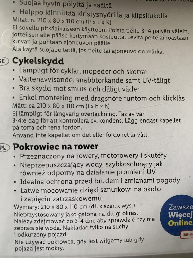 Pokrowiec na rower, motorower, skuter