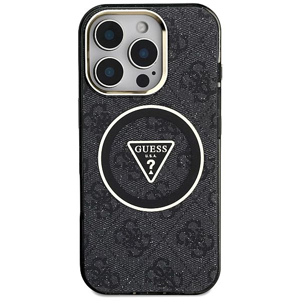 Etui Guess IML Metal Glitter 4G Circle Triangle MagSafe na iPhone 16 P