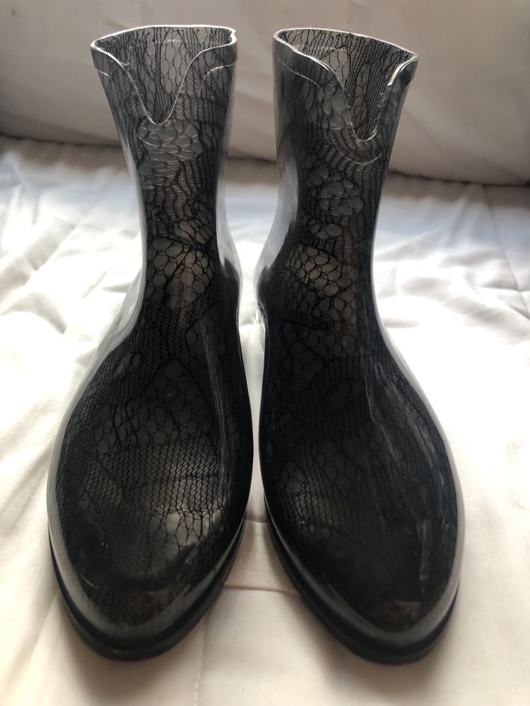 Przezroczyste czarne kalosze koronkowe Melissa r. 37