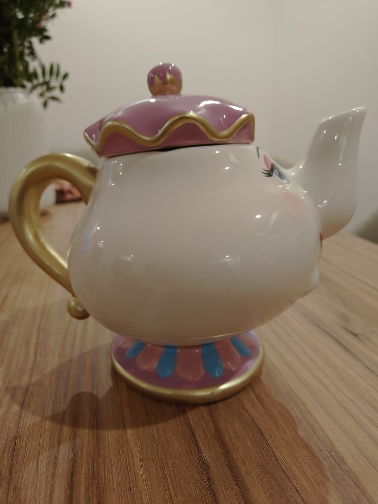 Conjunto de bule com duas chávenas da Bela e o Monstro