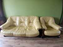 Zestaw skórzany sofa plus fotel