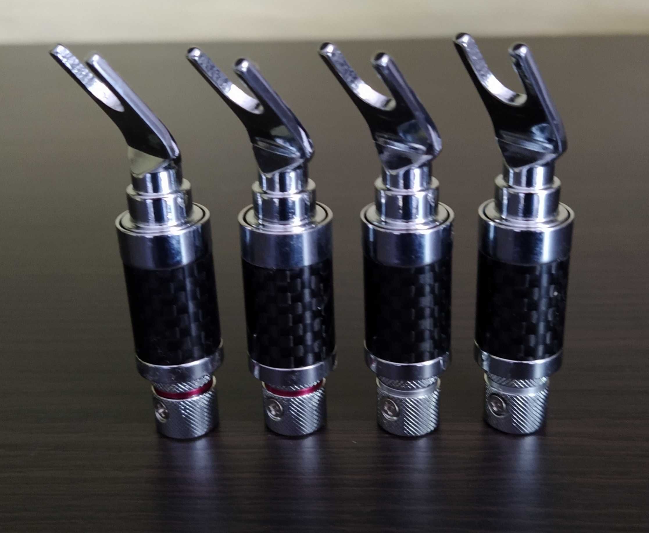 wtyki głośnikowe widełki Valab Rhodium Carbon