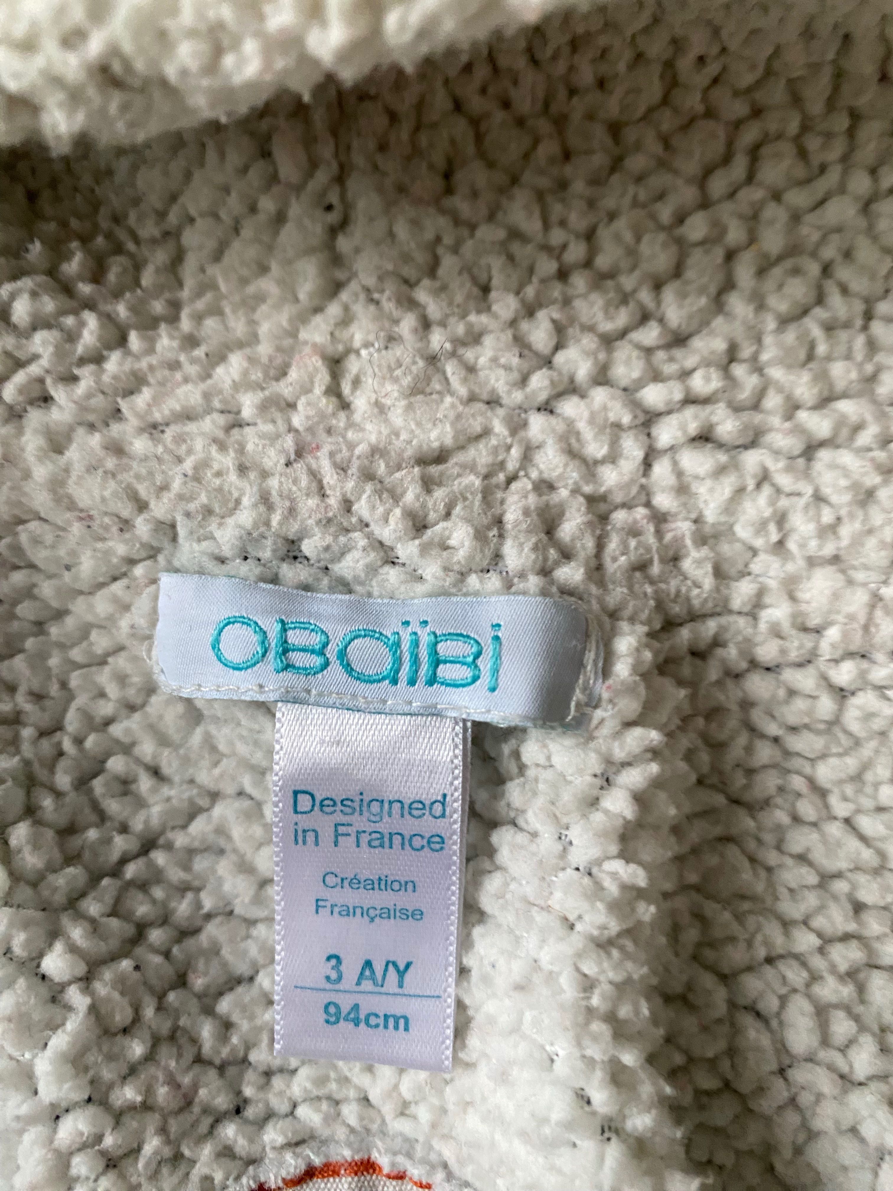 Bluzy z kapturem Obaibi, cienka + ciepła z misiem, r. 94