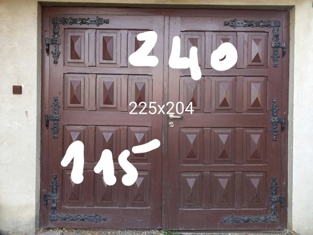 Drzwi drewniane dwuskrzydłowe garażowe
