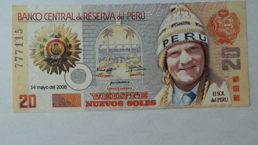 Banknot Peru 20 nowych soli 2008 - Donald Tusk