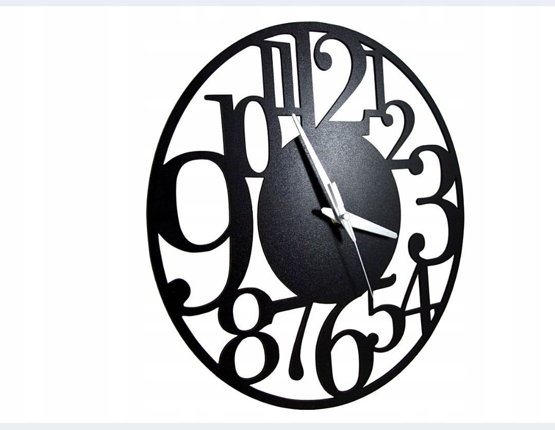 Zegar Ścienny 35cm Cichy Mechanizm Płynący Czarny Połysk Magnolit