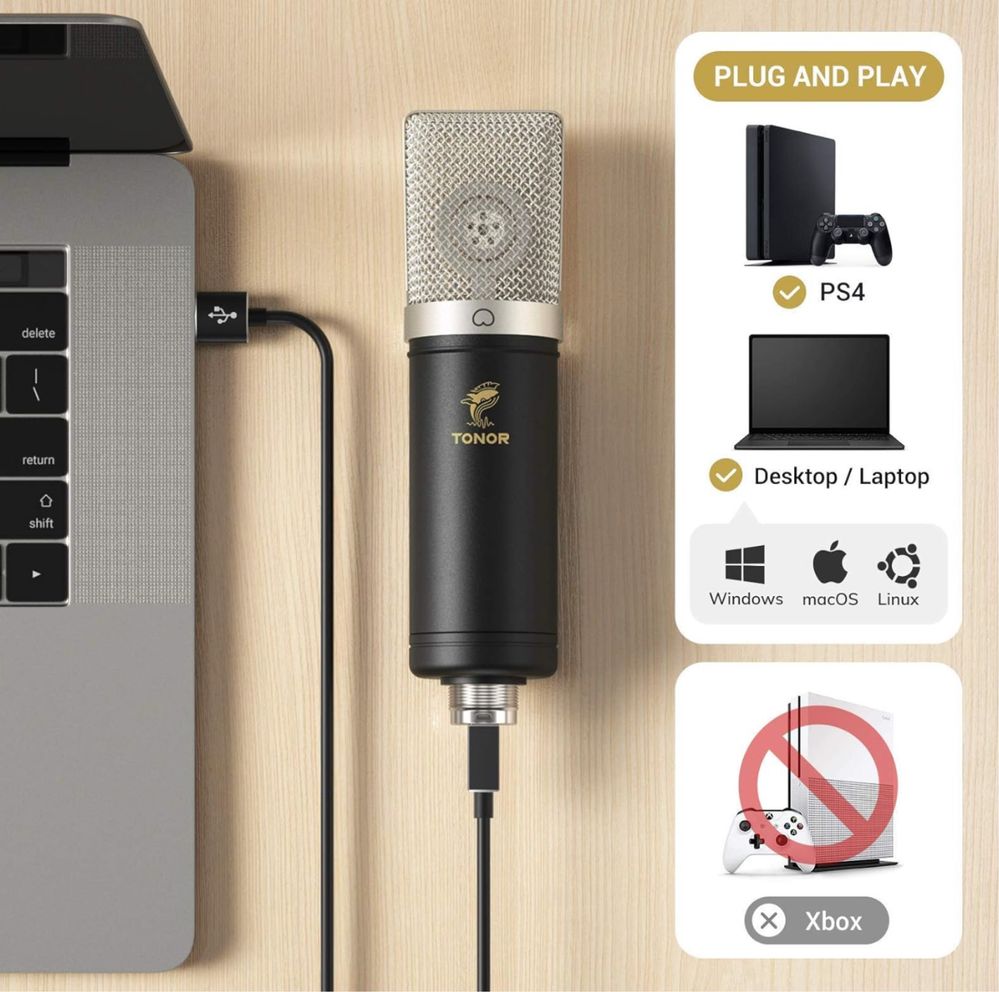 TONOR Zestaw mikrofonu USB, mikrofon kondensatorowy