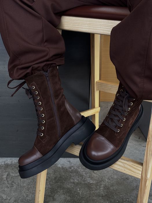 Шкіряні шоколадні черевики Італія