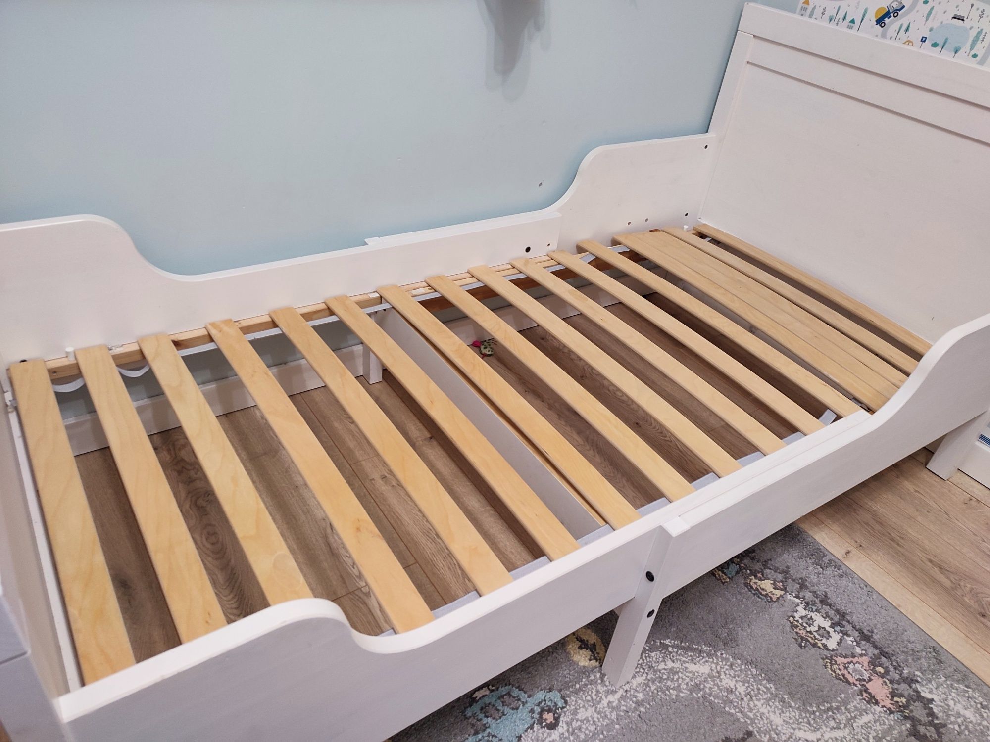 Łożko Ikea Sundvik drewniane białe regulowane materac