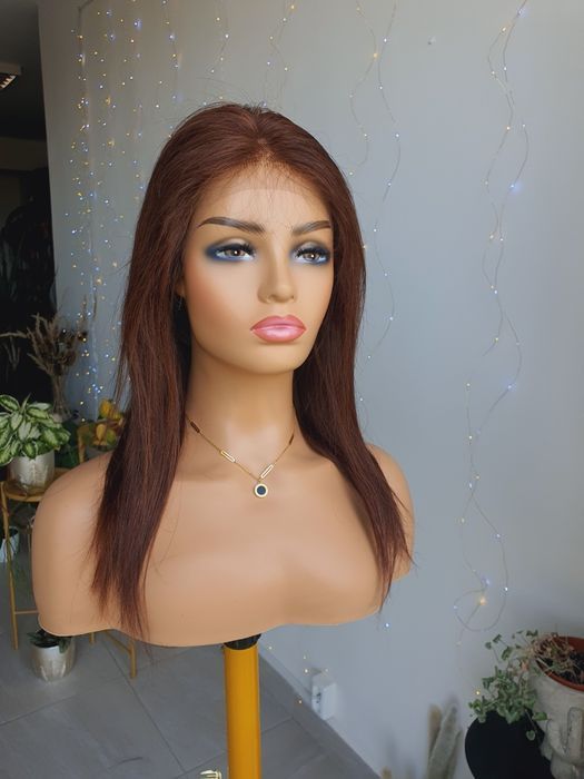 Peruka z włosów naturalnych w 100% Olga lace front brąz