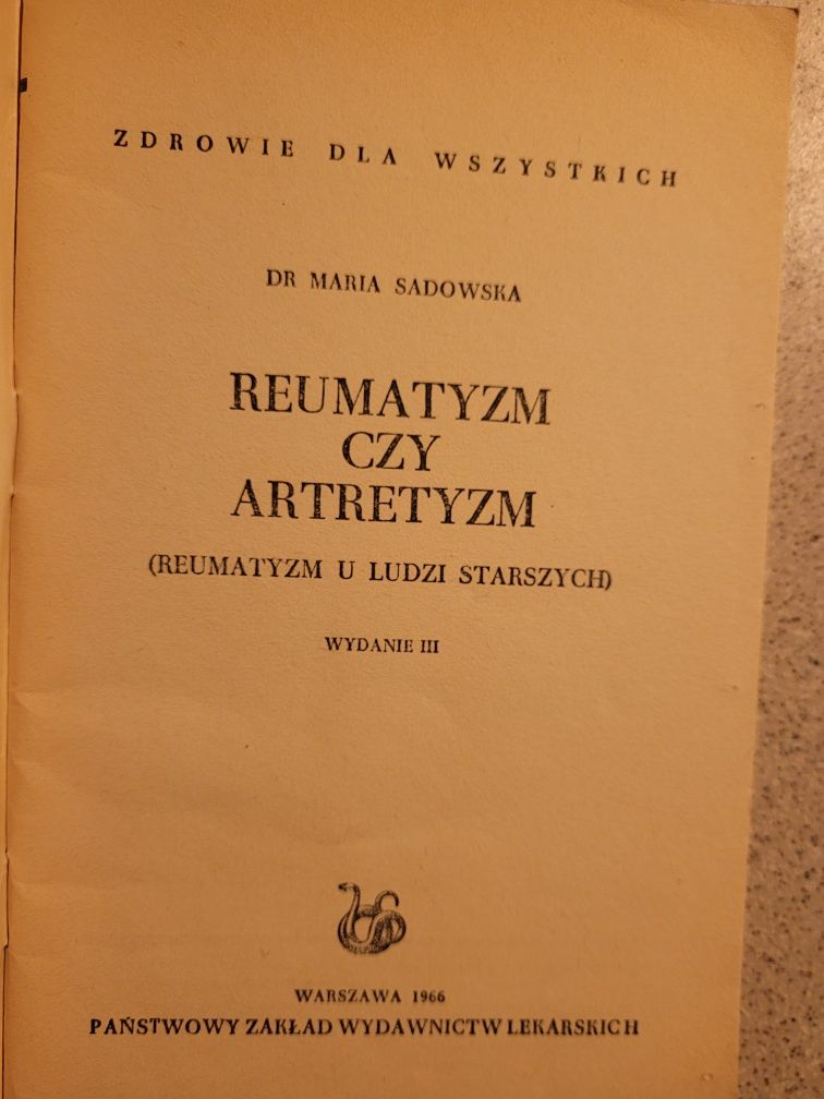 Maria Sadowska Reumatyzm czy artretyzm 1966 PZWL