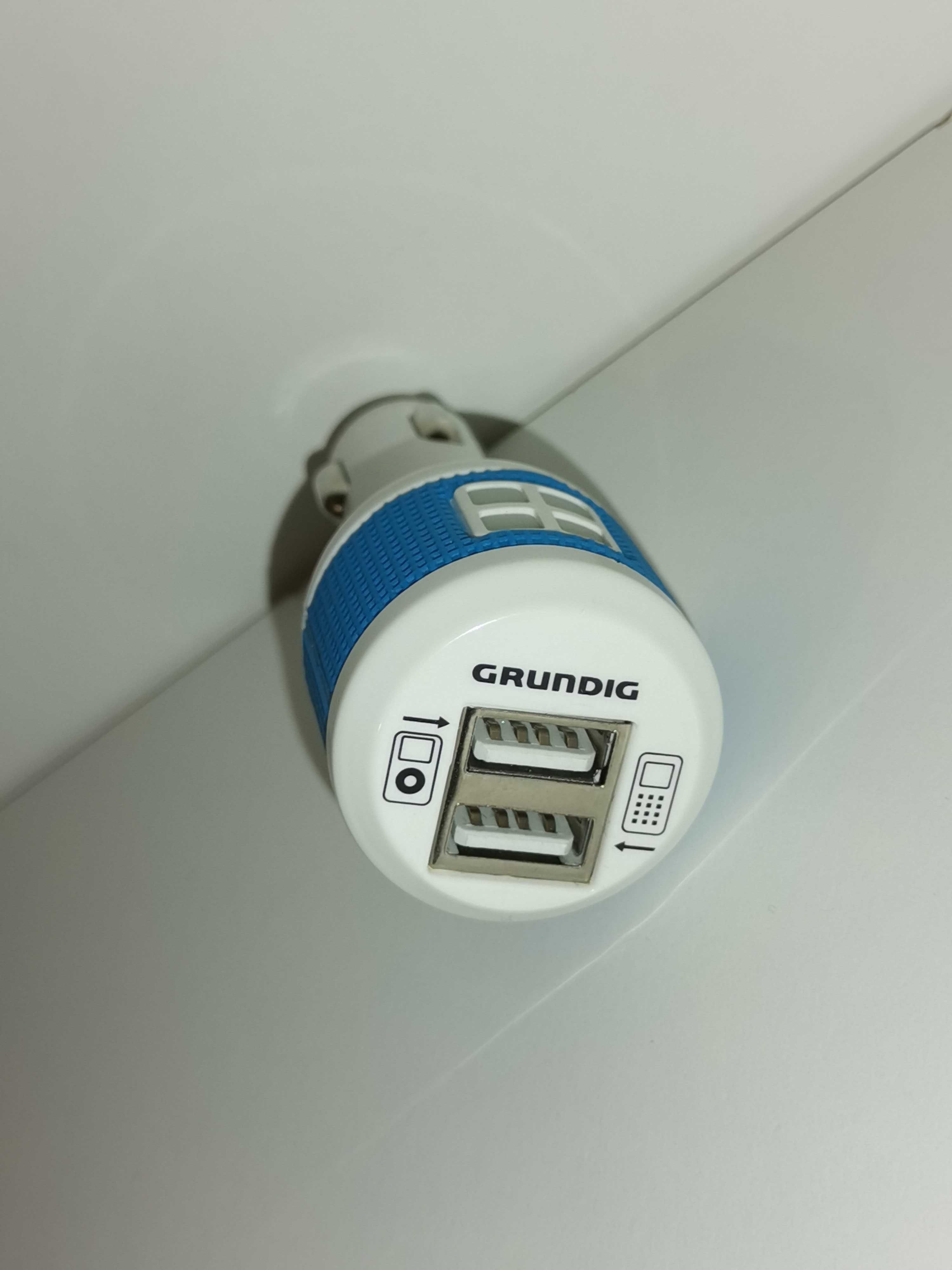 Ładowarka samochodowa Grundig, podwójna, świecąca, USB