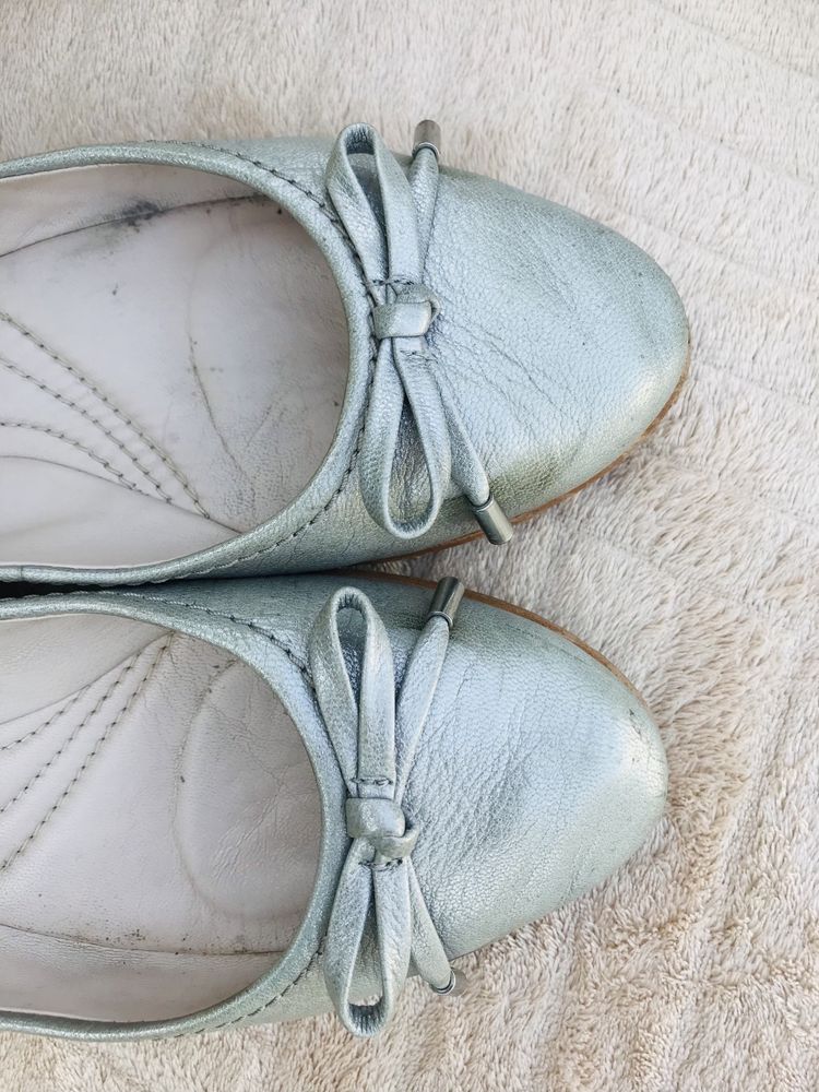 Туфли 24 см Clarks балетки кожа перламутровый металлик