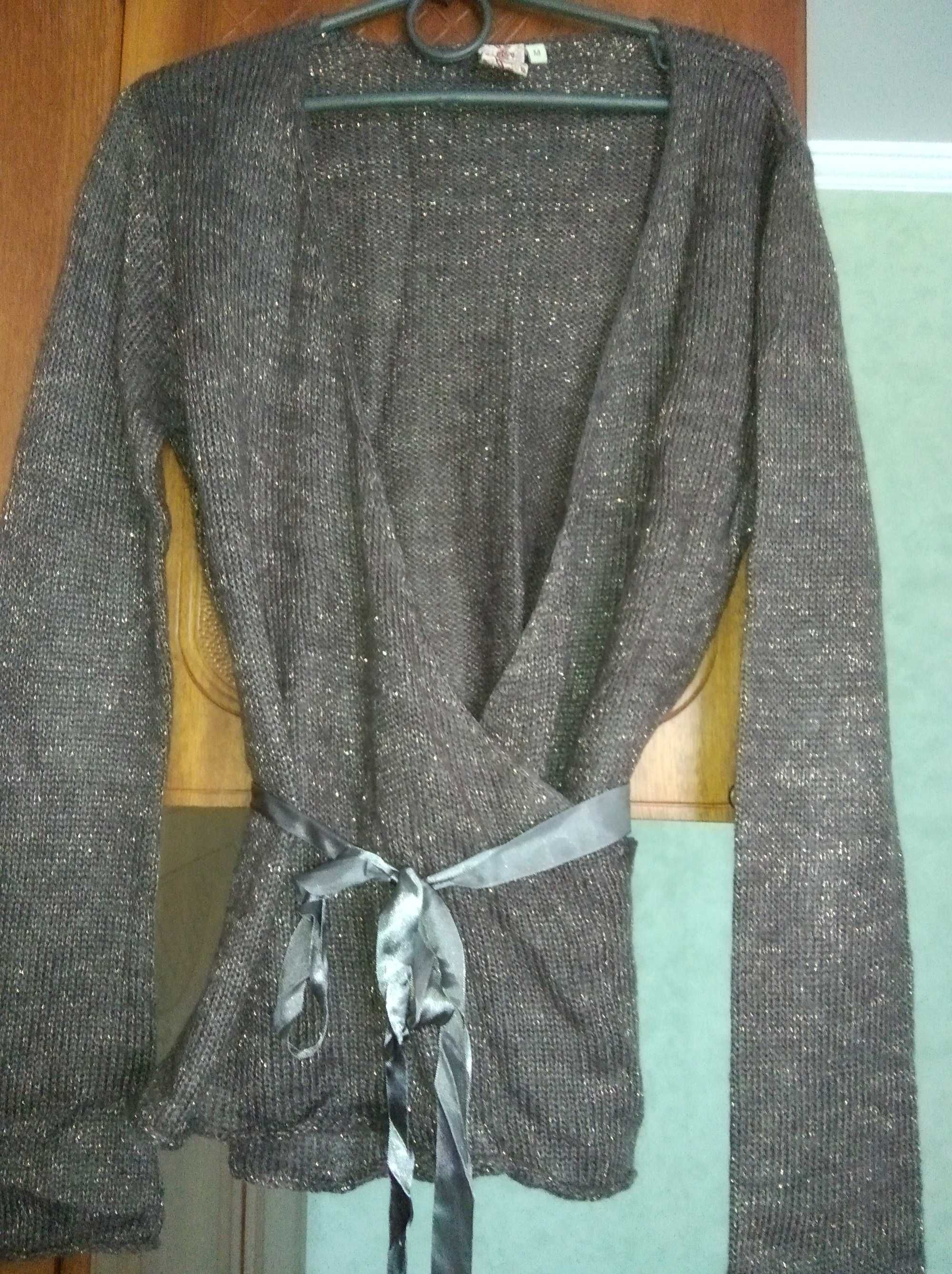 Кофта свитер кардиган пуловер мохеровая с люрексом на запах Indiska