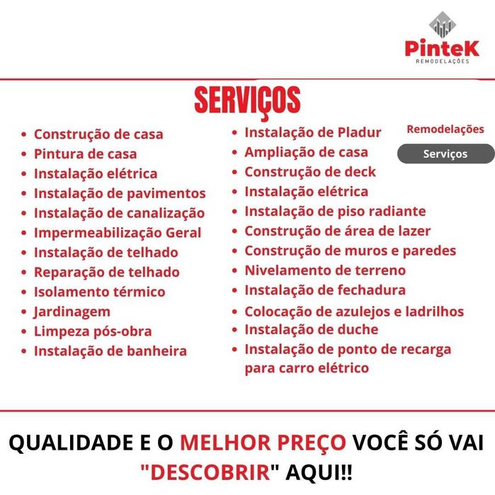 Remodelações, Obras, Reparações e Construções - A Solução é a Pintek
