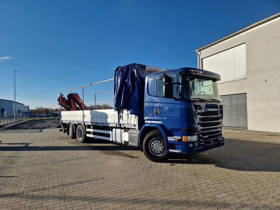 Scania G450/ ZABUDOWA 7.7m/ HDS HIAB XS122 HIDUO Sterowanie Radiowe/ SKRETNA OŚ WLECZONA/ CAŁY NA PODUSZKACH/ PO ZŁOTYM KONTRAKCIE  G450/ HDS HIAB XS 122 HIUDO Sterowany Radiowo