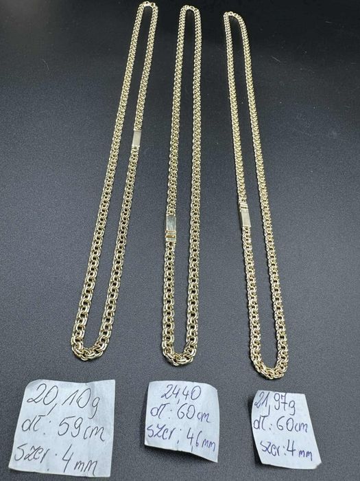 Złote łańcuszki nowe próba 585 idealne na prezent złoto Galibaldi