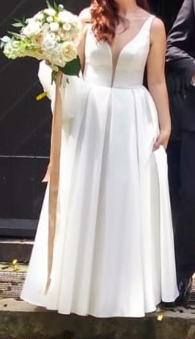 Suknia ślubna Genewa satyna piękna klasyczna