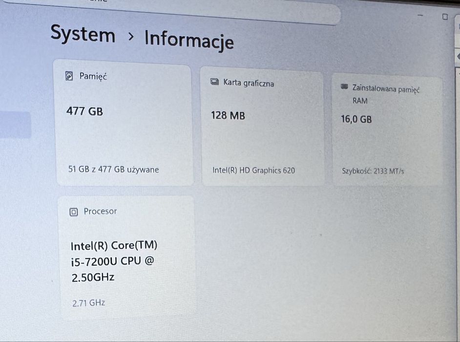 Laptop Dell Latitude 3590 i5-7200U, 16GB RAM, 500GB SSD zasilacz torba