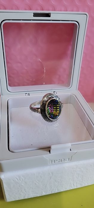 Srebrny 925 pierścionek z  topazem