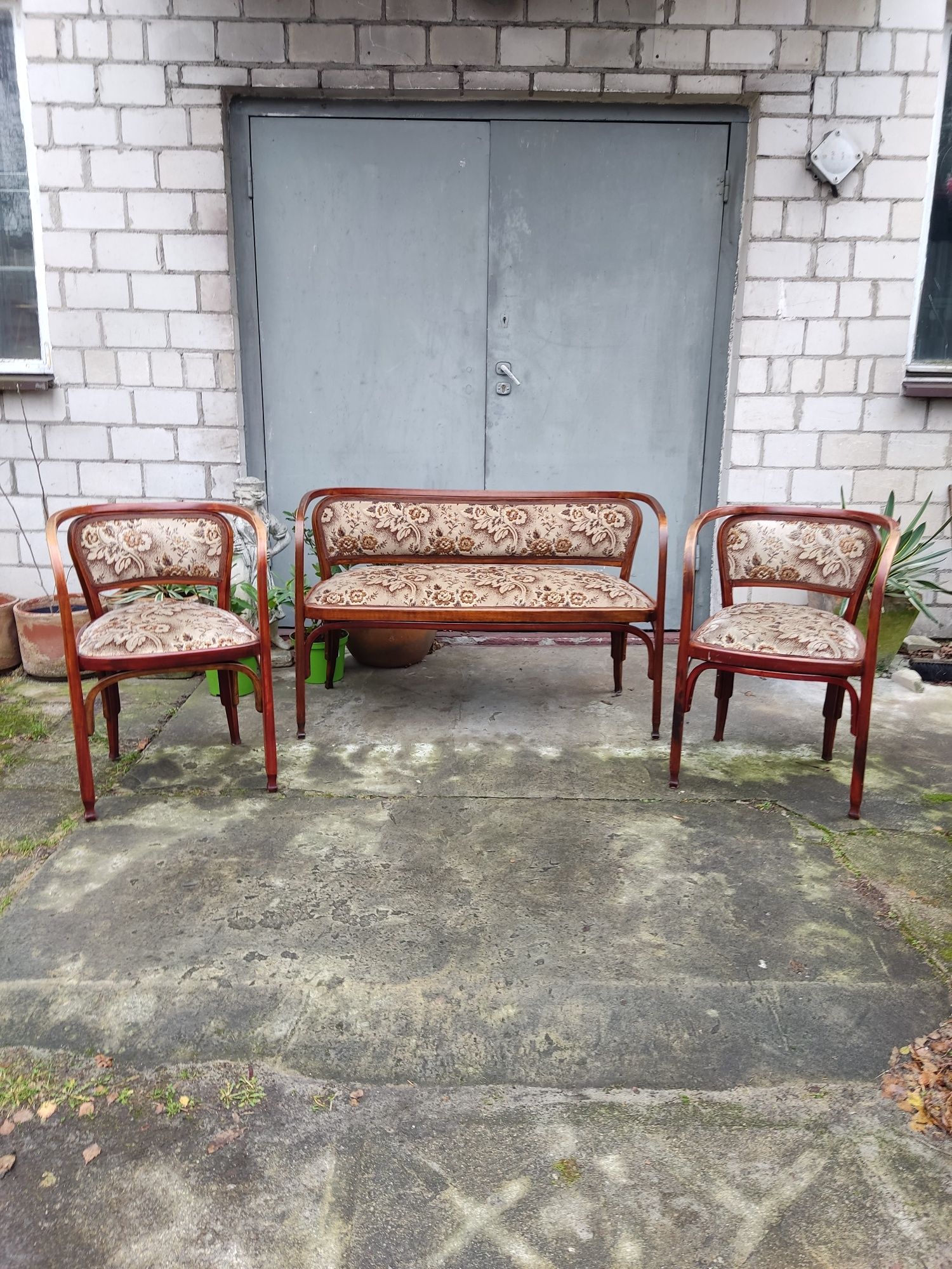 Sofa i dwa fotele proj G.Siegel dla J&J Kohn vintage retro
