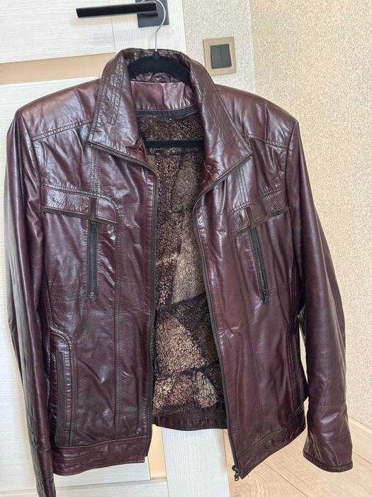 шкіряна чоловіча зимова куртка