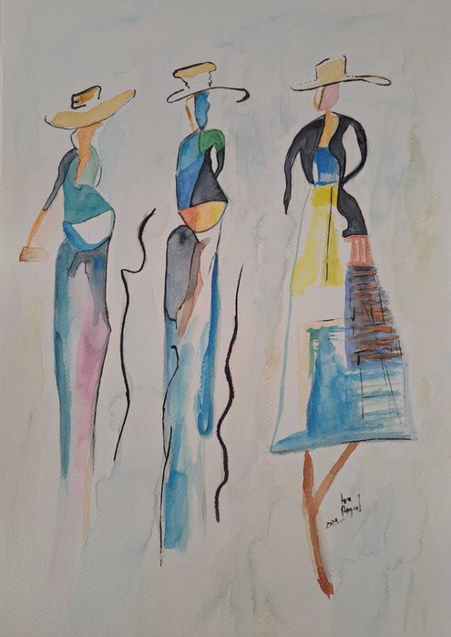 30€ Pintura aguarela "as mulheres"
