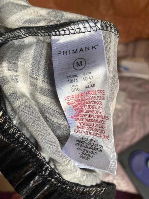 Leginsy legginsy w kratkę damskie czarne ciemne Primark 40 42