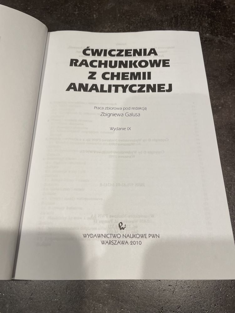 Ćwiczenia Rachunkowe z Chemii Analitycznej PWN Wydanie IX