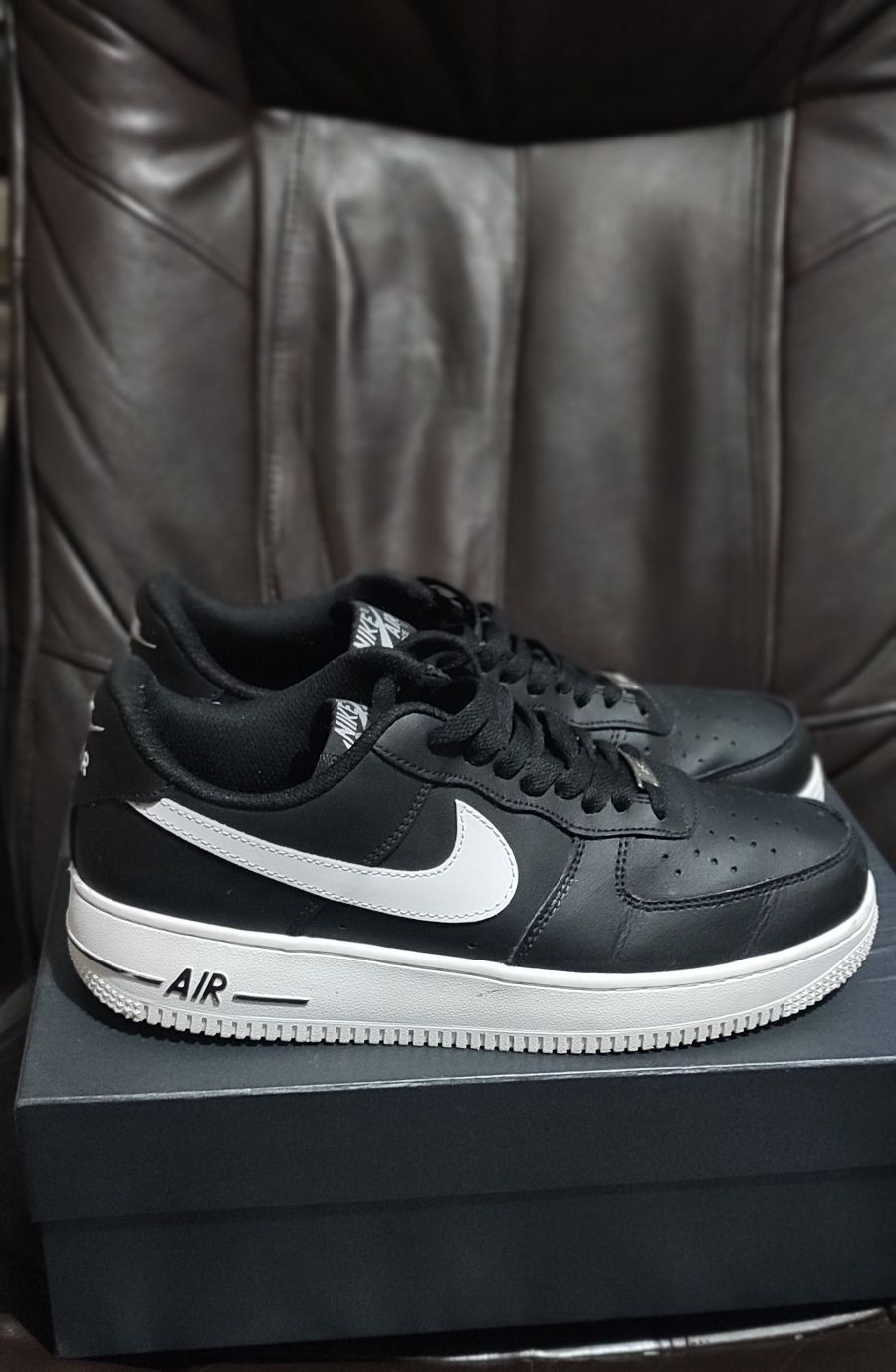 NIKE AIR FORCE 1 07 BLACK кроссовки кожаные