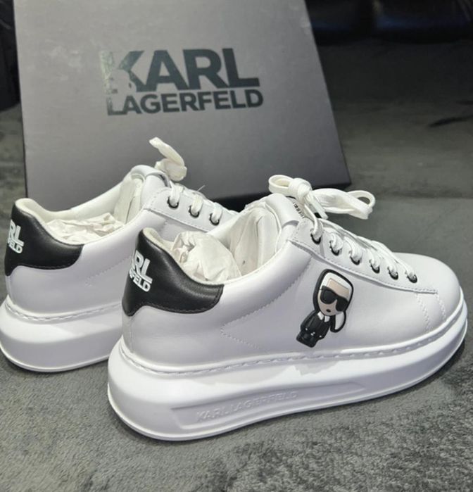 Karl Lagerfeld buty biale karla sneakersy lagerfeld skorzane nowe