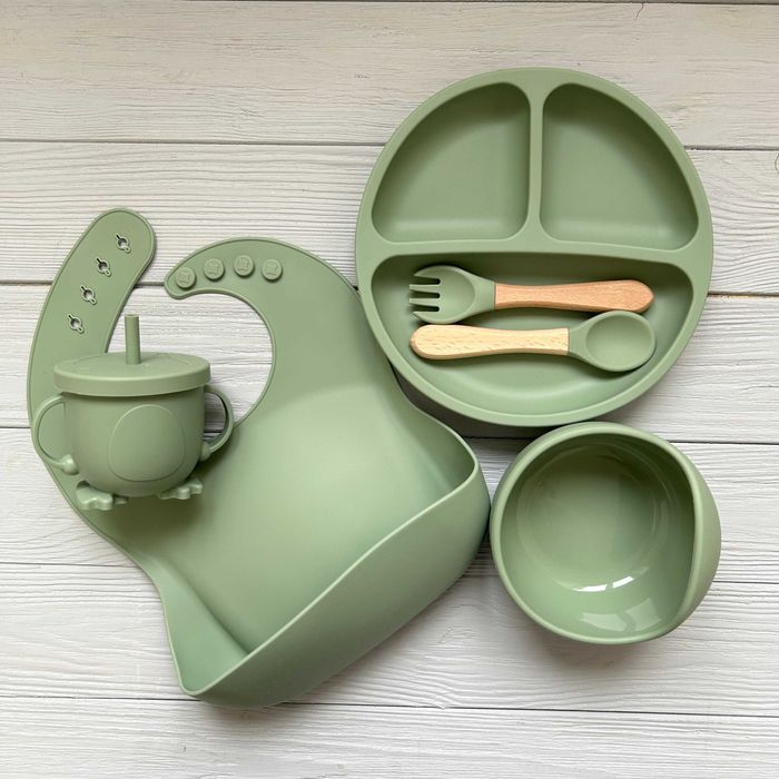 Набір Дитячий Силіконовий посуд для прикорму. Єко посуд. 6 предметов