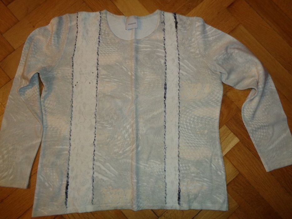 Sweter - L - szaro - beżowo - ecru - włoski