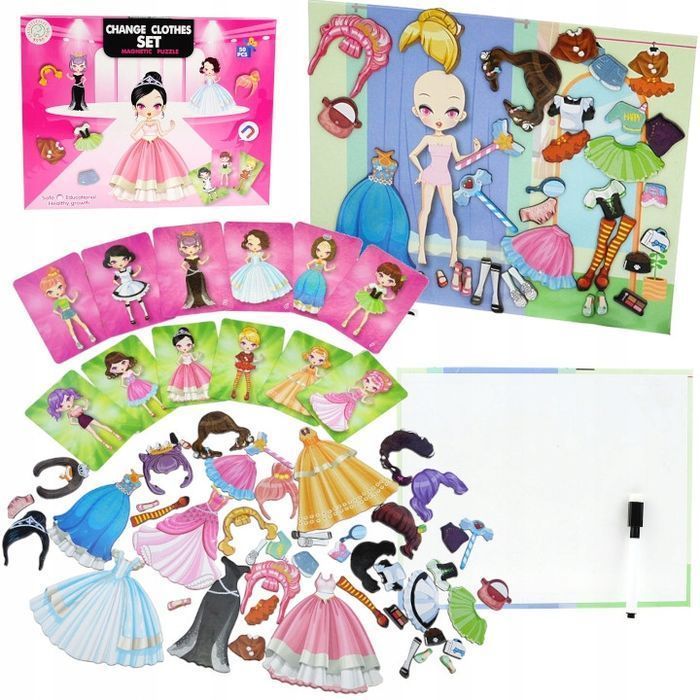 Układanka Magnetyczna Tablica Moda Ubieranka Klocki Puzzle Magnetyczne
