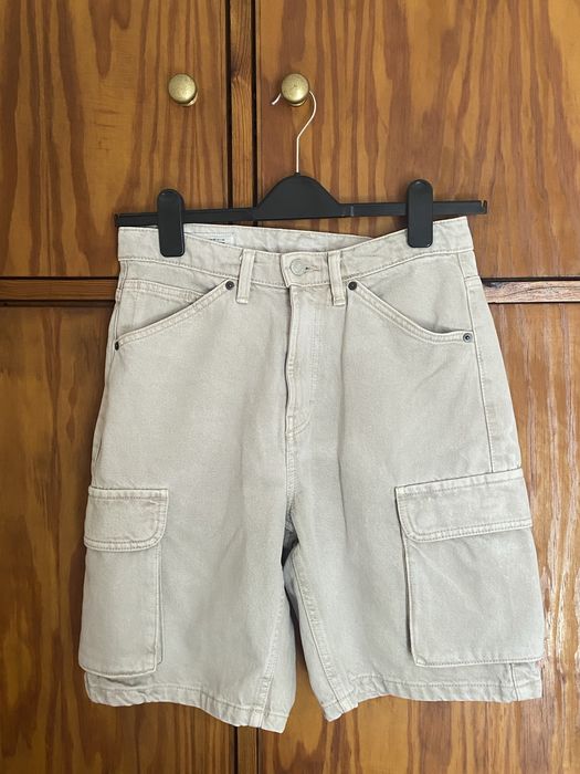 Calções ganga tamanho 38 cor beje