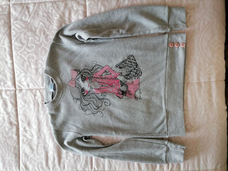 Camisola cardada cinzenta