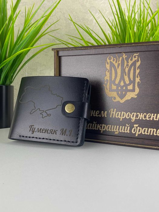 Шкіряне портмоне Чоловічий гаманець Подарунок